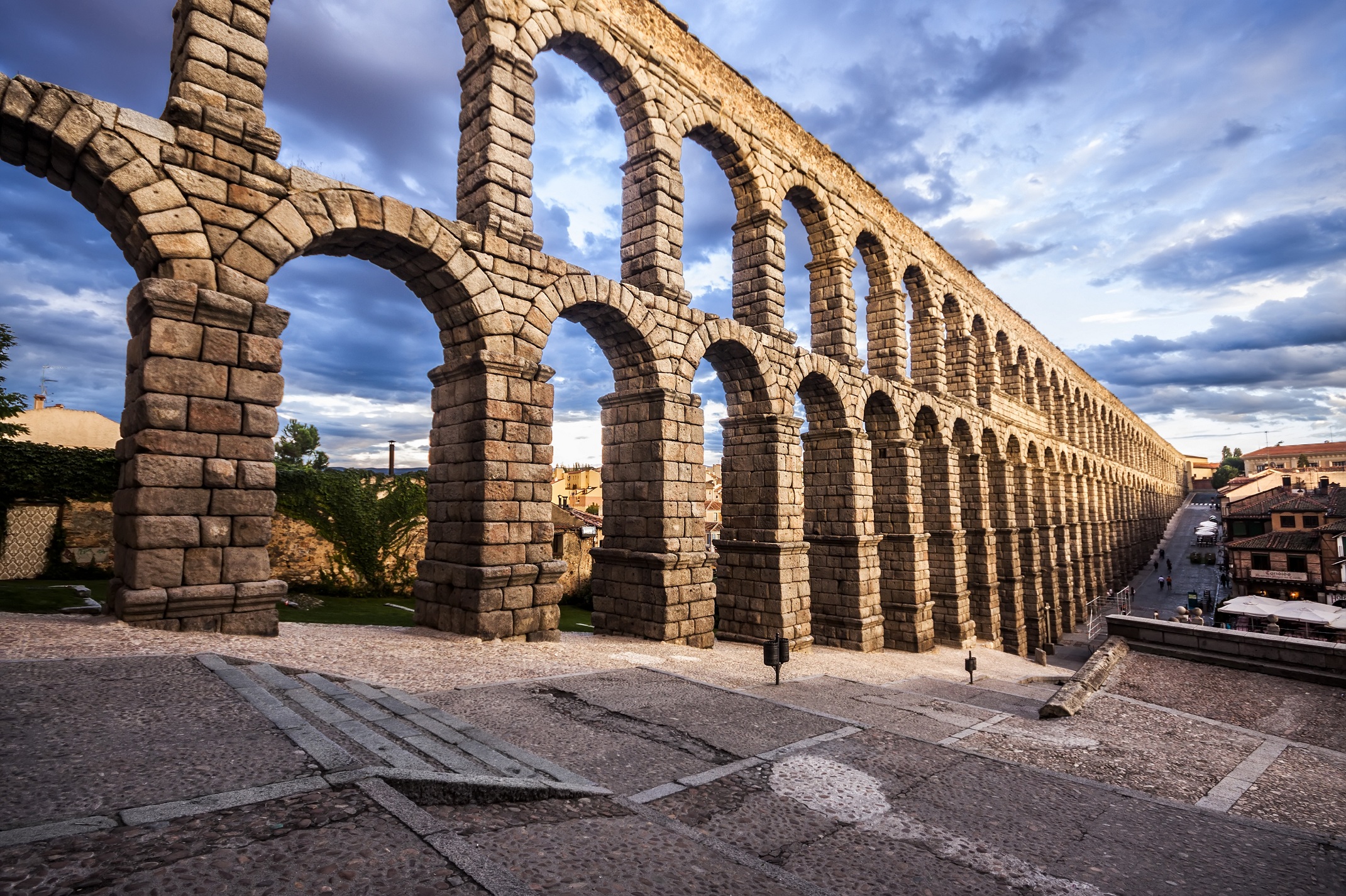 The famous ancient aqueduct in Segovia, Castilla y Leon, Spain