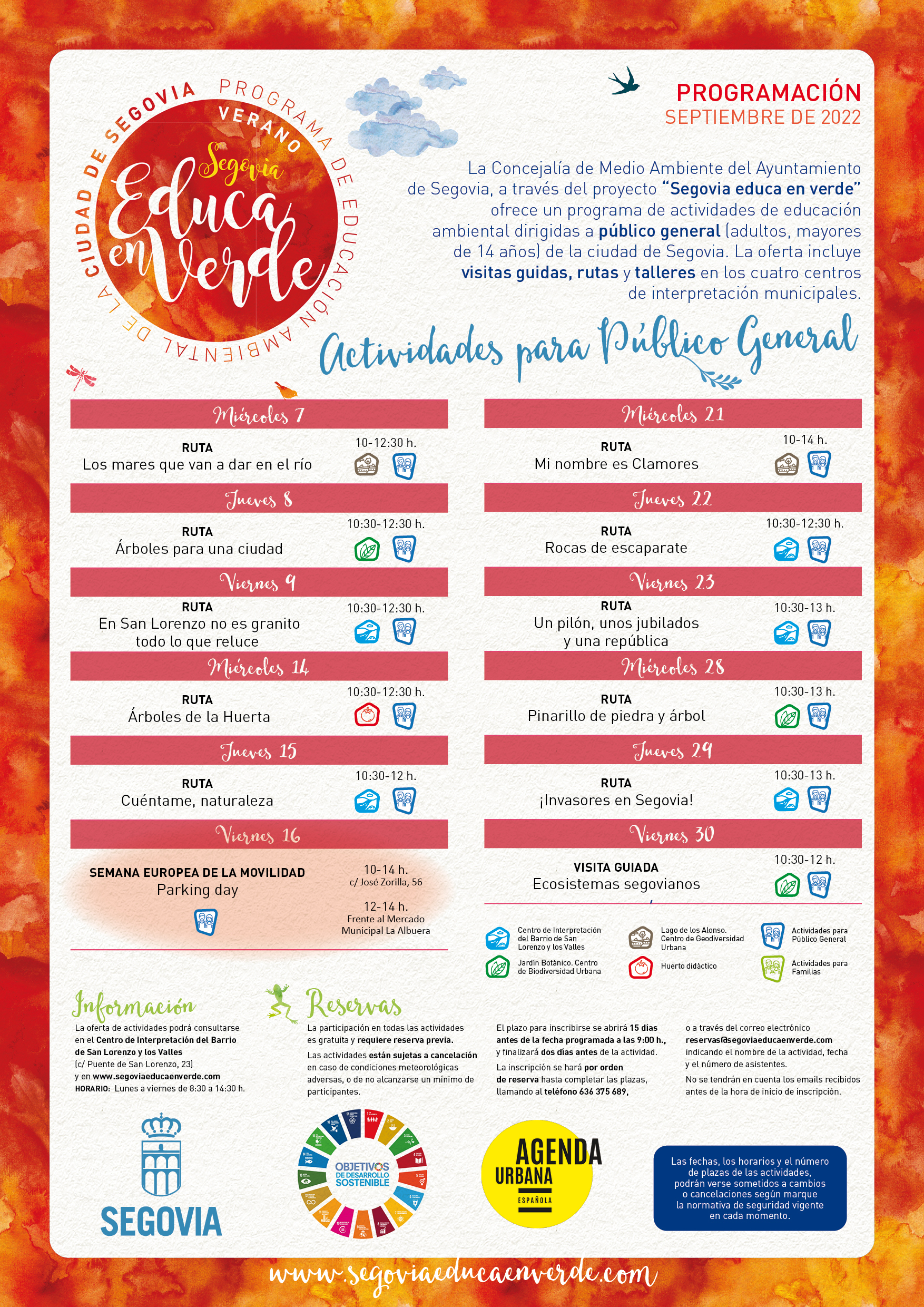Nueva programación de Segovia Educa en Verde para septiembre
