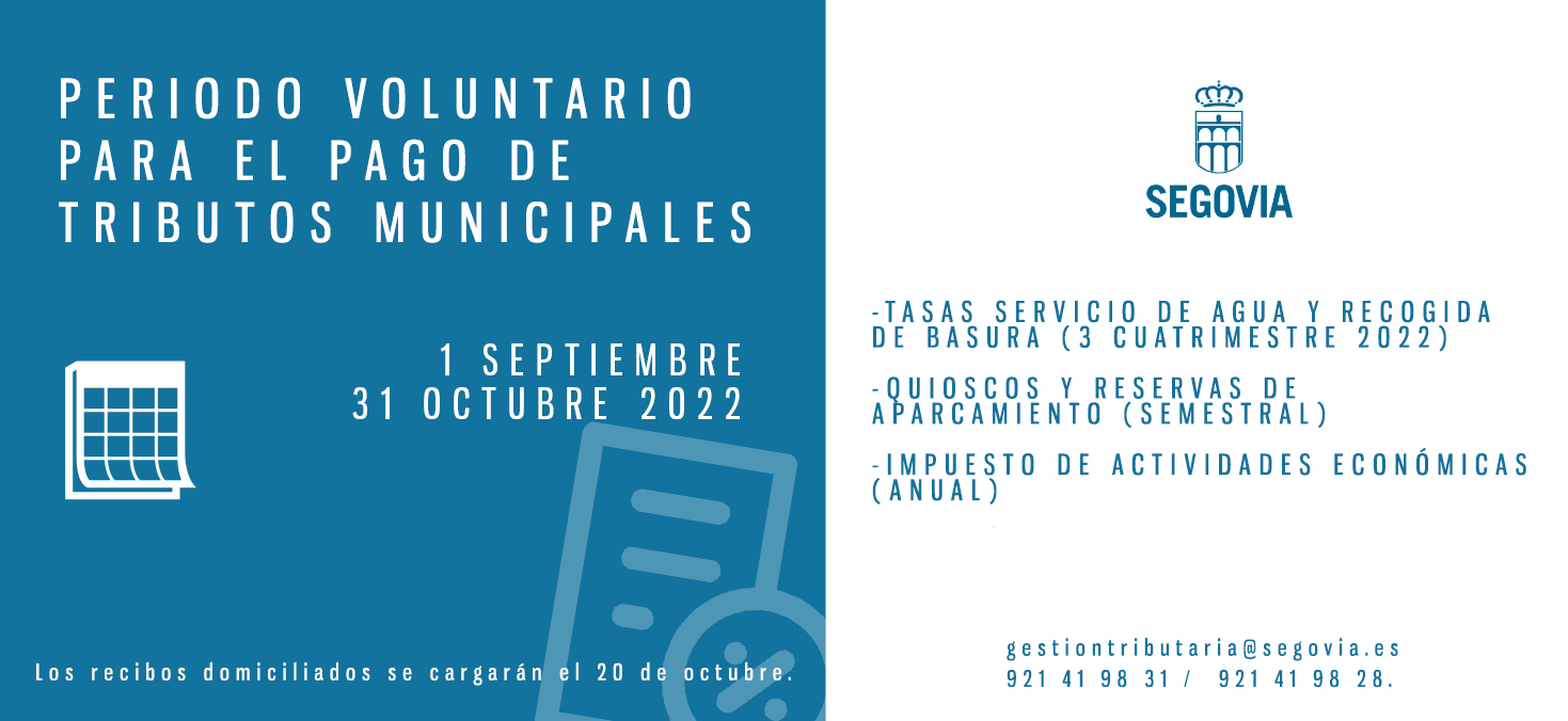 El Ayuntamiento de Segovia abre el tercer periodo voluntario para el pago de los tributos municipales