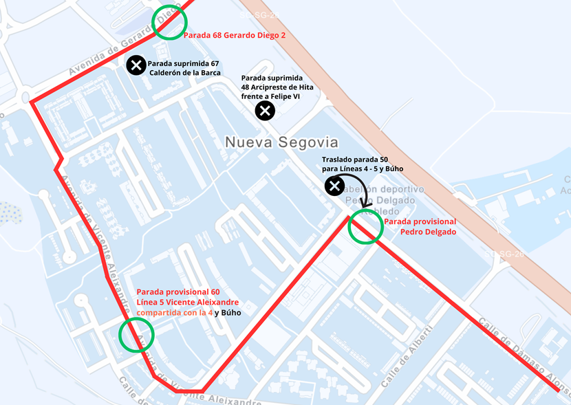 Cambios en el transporte urbano con motivo de las obras en Nueva Segovia