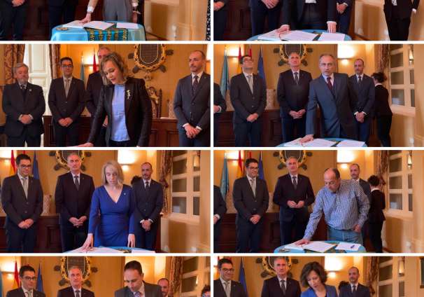 Toma de posesión Ayuntamiento de Segovia técnico medio A2, un arquitecto, dos arquitectos técnicos, dos ingenieros técnicos industriales, un ingeniero de caminos, canales y puertos y un ayudante de albañilería.