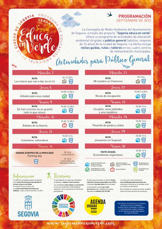 Nueva programación de Segovia Educa en Verde para septiembre