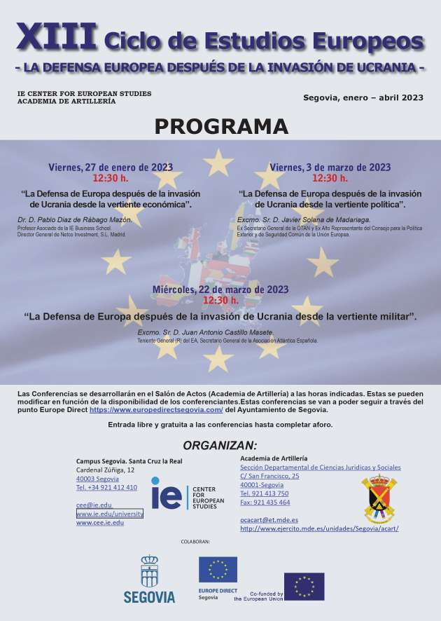Cartel de XIII Ciclo de Estudios Europeos en la Academia de Artillería