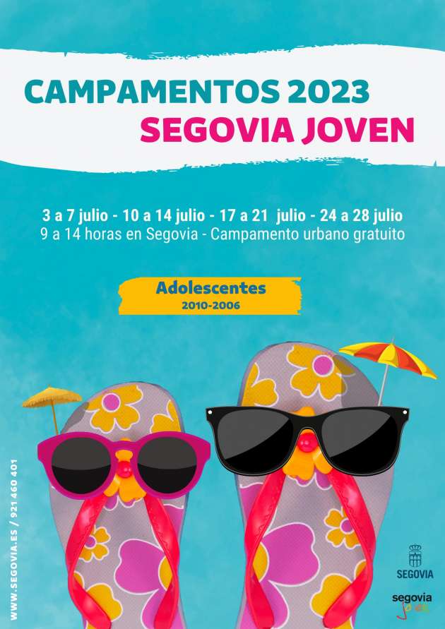Cartel campamentos de verano Segovia Joven 2023