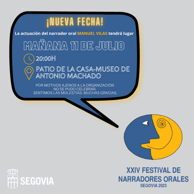 Nueva fecha para la actuación del narrador oral Manuel Vilas
