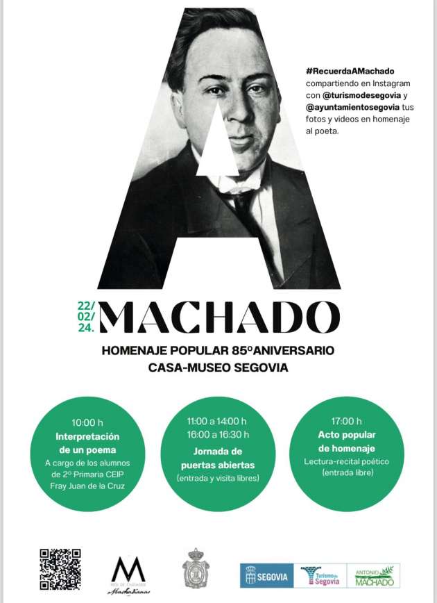 El área de Turismo rinde homenaje al poeta Antonio Machado en el 85 aniversario de su fallecimiento