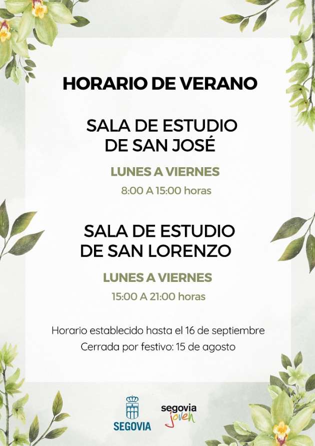 Horario salas de estudio verano 2024