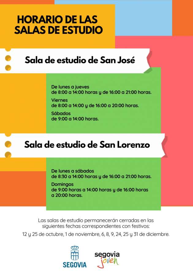 Horarios salas de estudio septiembre 2024