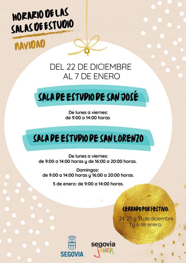 Horarios sala de estudio Navidad 2025
